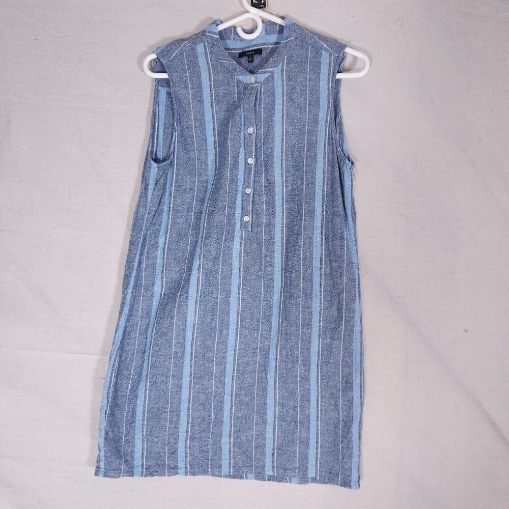 Drew Womens Sleeveless Striped Linen Blend Dress Tunic Size L Blue Coastal Boho